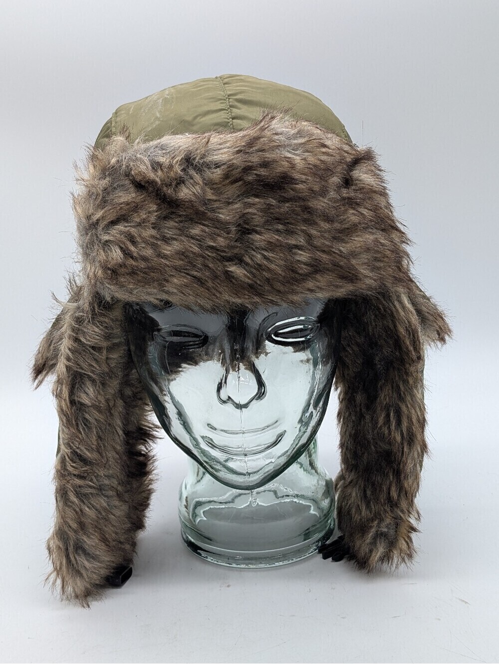 Vintage Style Army Green Bomber Hat | Faux Fur Trapper Hat - OS Cousin Eddie